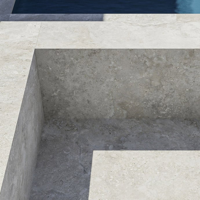 Crosscut grey travertine grip R11