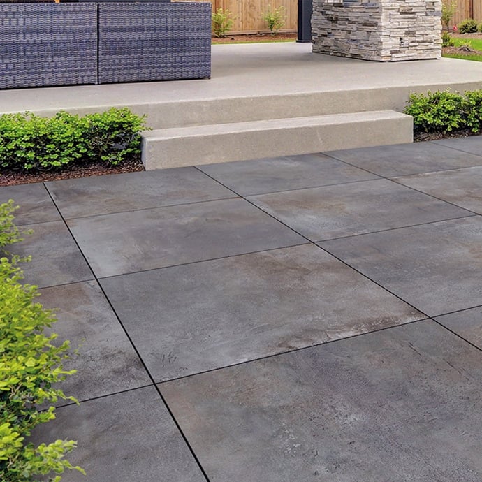 Dark grey industrial metallic tiles 20 mm outdoor