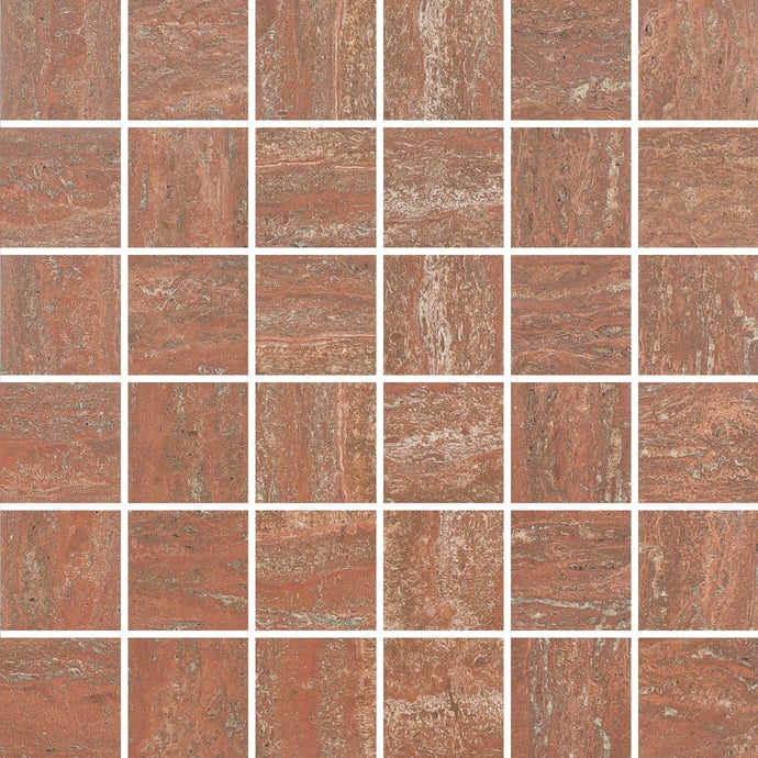 Zeitgenössischer Roter Veincut Travertin Mosaik