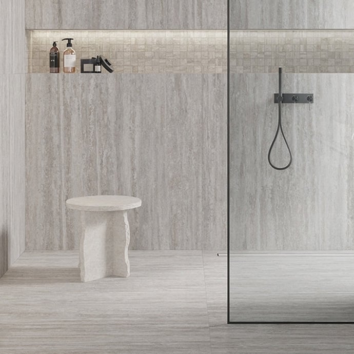 Veincut grey travertine marble