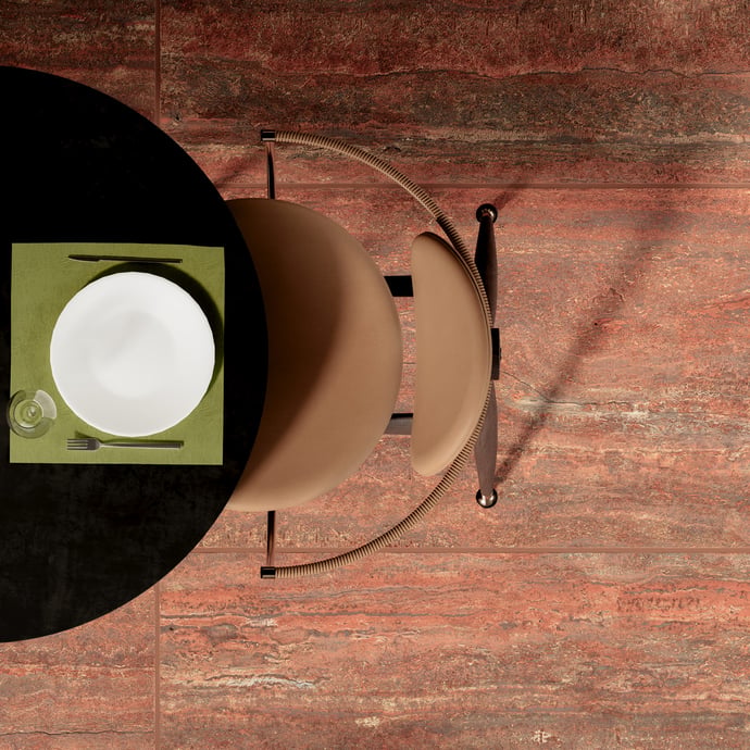 Travertin Veincut Rouge Contemporain