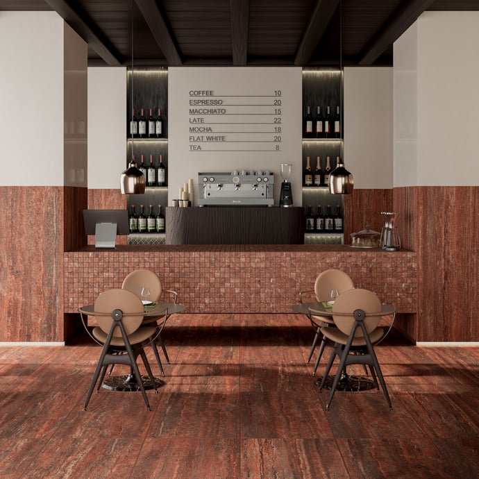 Travertino Rosso Veincut Contemporaneo mosaico