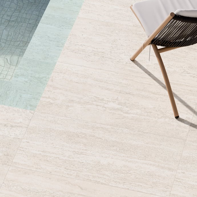 Zeitgenössischer Weißer Veincut Travertin 20 mm Outdoor