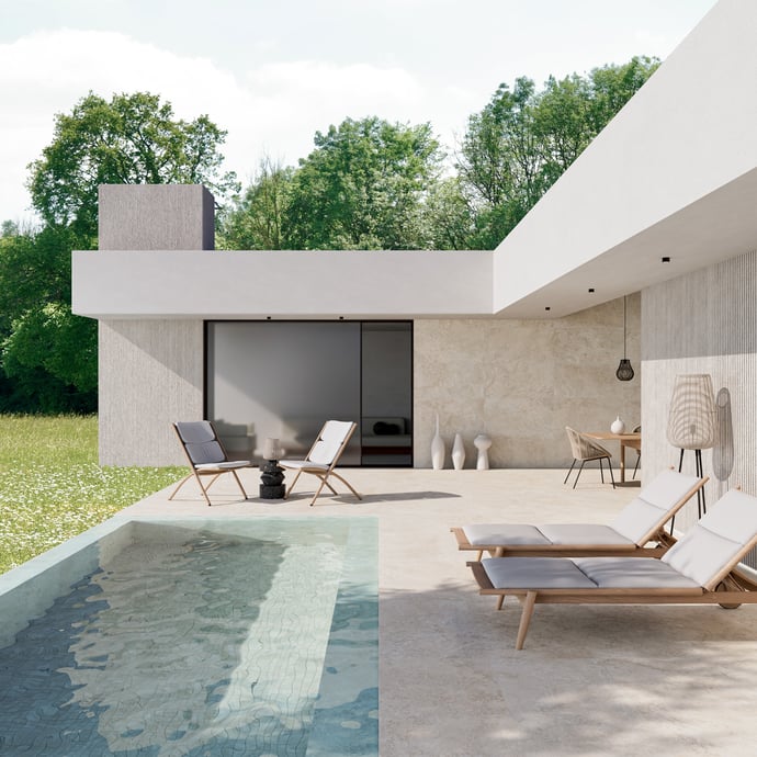 Contemporary Beige Crosscut Travertine 20 mm Outdoor