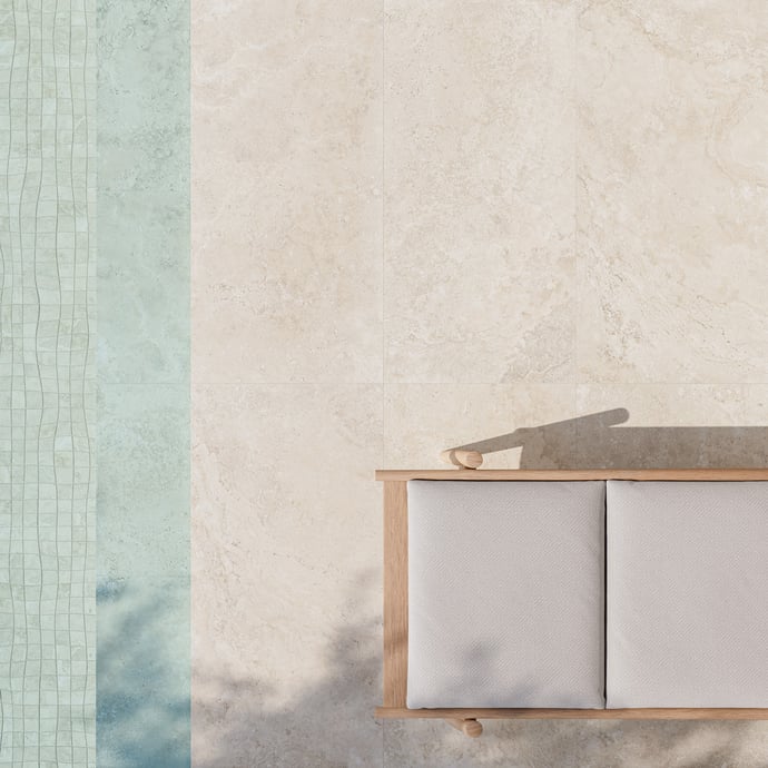 Contemporary Beige Crosscut Travertine 20 mm Outdoor