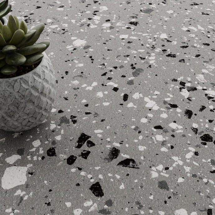 Matter Grau Terrazzo Ganzkörper