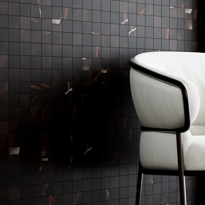 Edles Marmor Mosaik Schwarz Matt