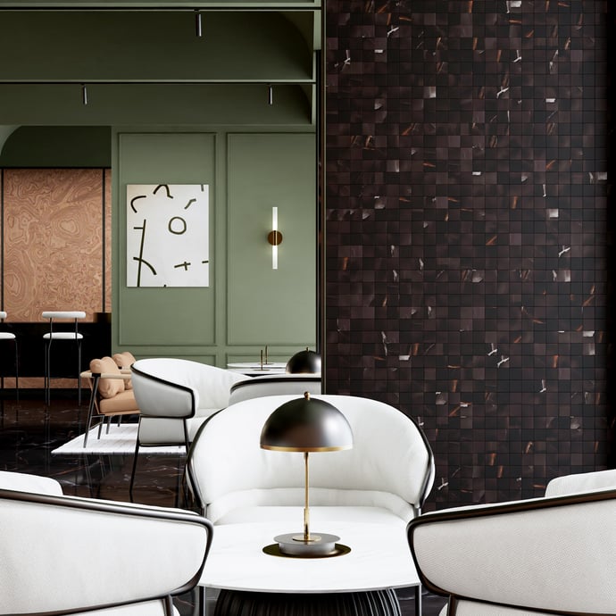 Edles Marmor Mosaik Schwarz Matt