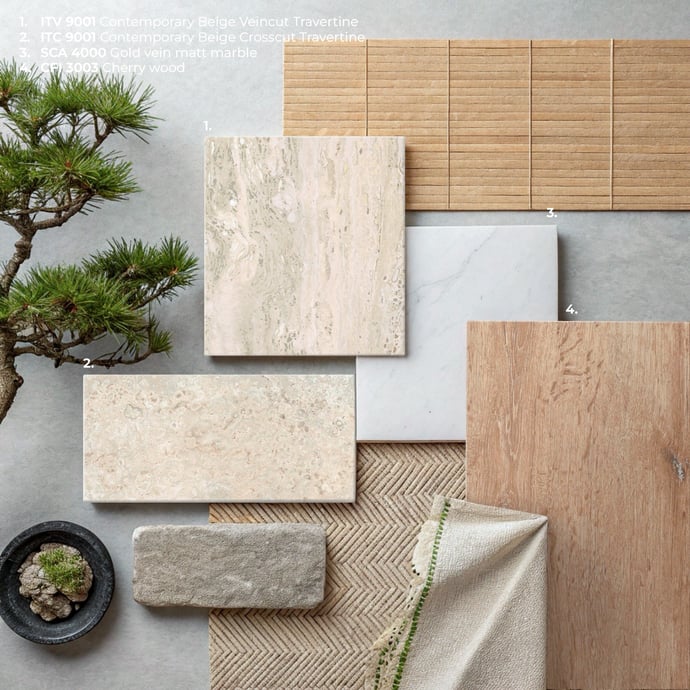 Zeitgenössischer Beiger Crosscut Travertin Mosaik