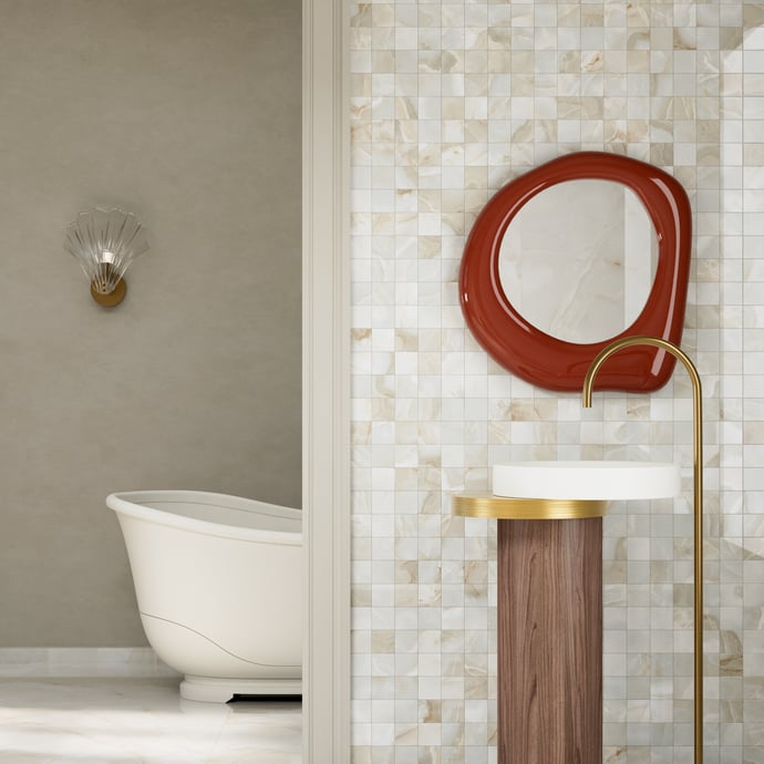 Maison Alabaster Glänzendes Perle Mosaik 7,5x7,5