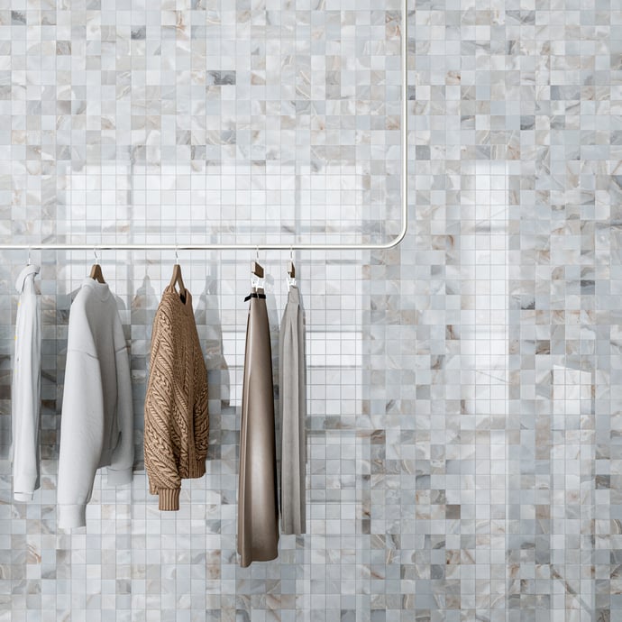 Maison Alabaster Glänzendes Blau Mosaik 7,5x7,5