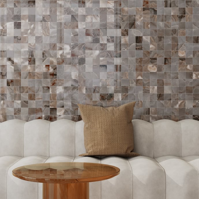 Maison Alabaster Glänzendes Kakao Mosaik 7,5x7,5