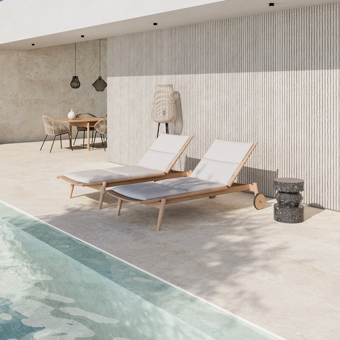 Contemporary Beige Crosscut Travertine 20 mm Outdoor