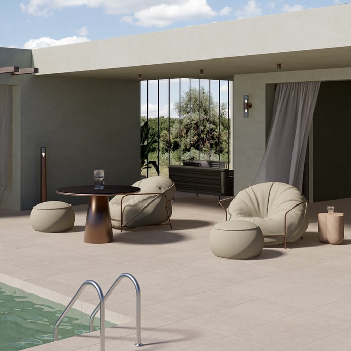 Einheitlicher Punktierter Stein Taupe 20 mm Outdoor