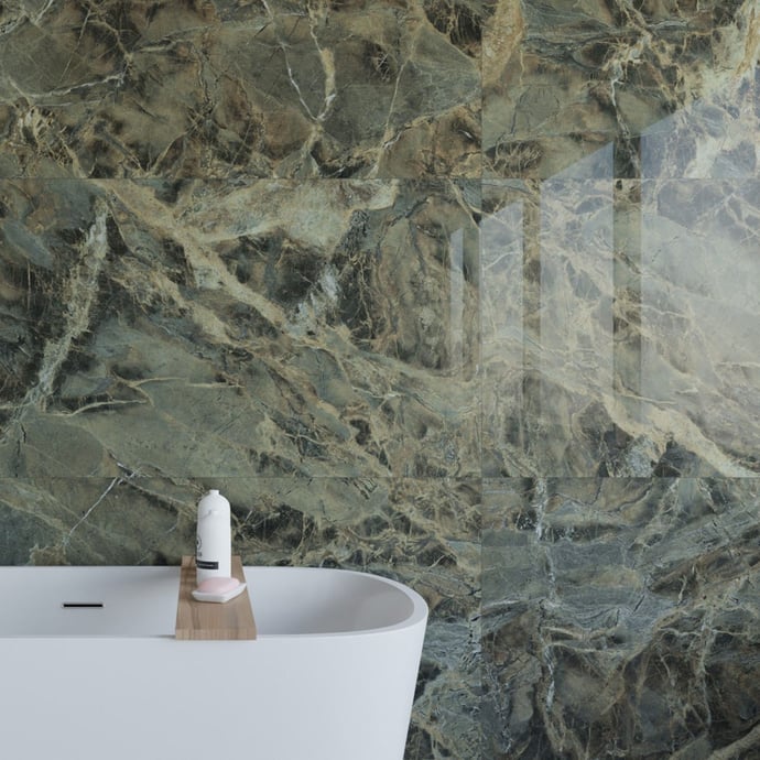 Manhattan Burgundy Green - Glossy Marble