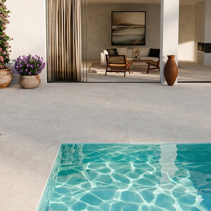 Travertin Querschliff beiger Marmor outdoor