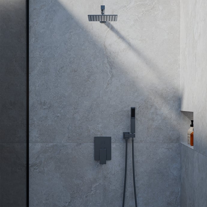 Crosscut grey travertine textured
