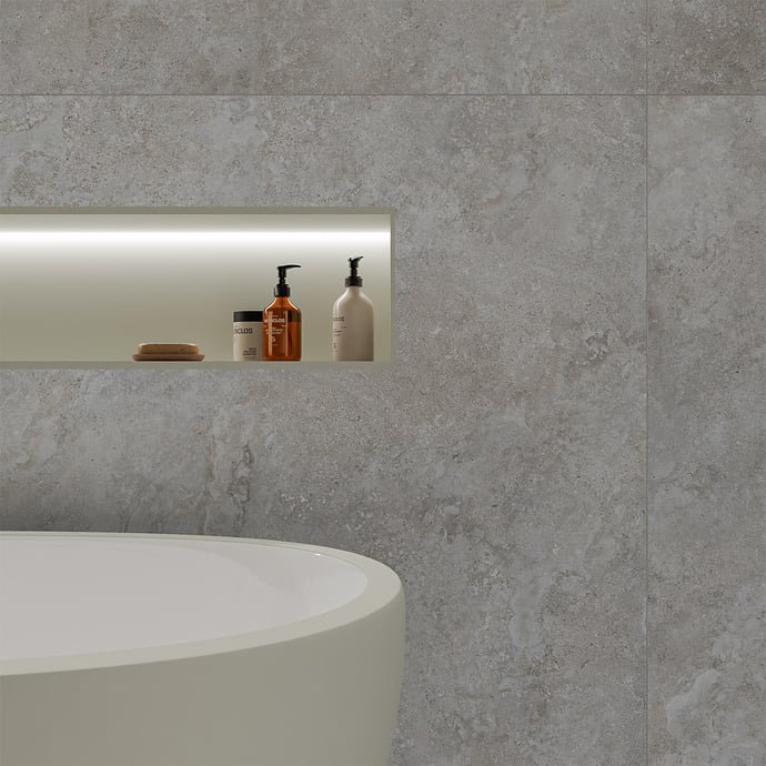 Crosscut grey travertine textured