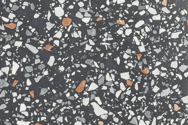 Große Platten im klassischen schwarzen und weißen venezianischen Terrazzo