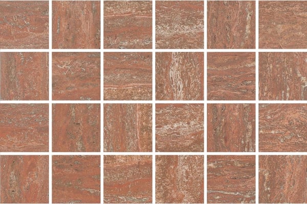 Zeitgenössischer Roter Veincut Travertin Mosaik